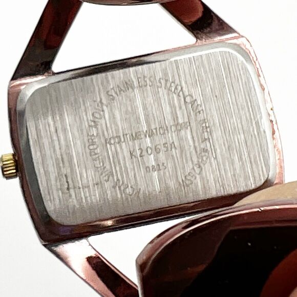 Vivani Women's Brown Gold Tone Square Face Analog Cuff Bracelet Watch Working - Picture 9 of 11